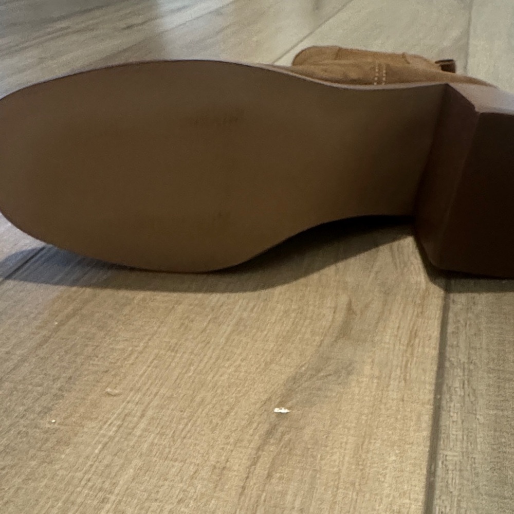 Leather Steve Madden Tan Suede Block Heel Chelsea Boots - Picture 3 of 4